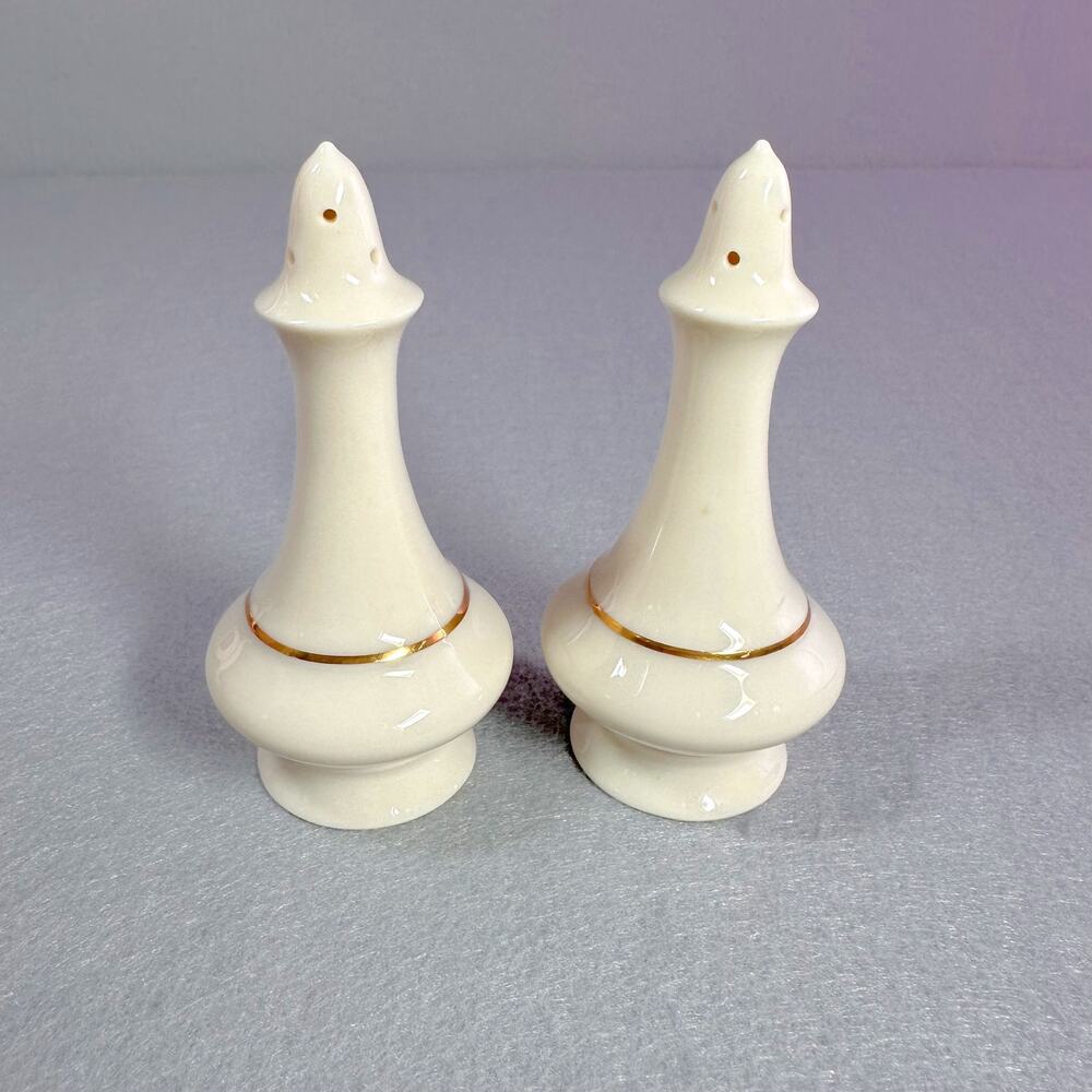 Lenox USA Regency Salt & Pepper Shakers & Coordinating Bud Vase with 24k Trim - Picture 6 of 8